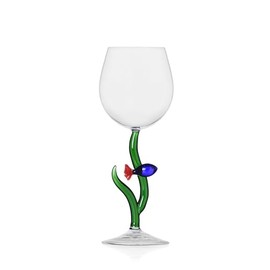 Ichendorf Milano Calice Pesce Blu e Coda Rossa, Collezione Marine Garden, 35 cl, Vetro Borosilicato, Fatto a Mano