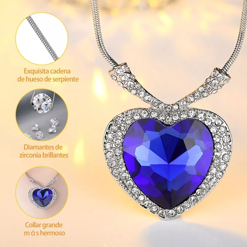 THE9SHOP Collar Titanic Conjunto De Collar Y Aretes Corazón Del