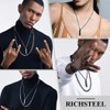 Richsteel Black Bullet Urn for Ashes Cremation Necklace Mens Womens