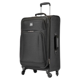 Skyway Epic Softside Medium Checked Luggage - Lightweight Suitcase with Wheels | TSA Approved Travel Bag | Spinner Suitcase | Large Luggage Set with Telescoping Handle, 24 inch, Black