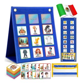 Nuhexry Horario De Deberes De Español Para Niños Con 108 Hojas.Chart,Bedtime Routine Chart for Toddlers,Double Side Weekly Planner Board with 108 Card