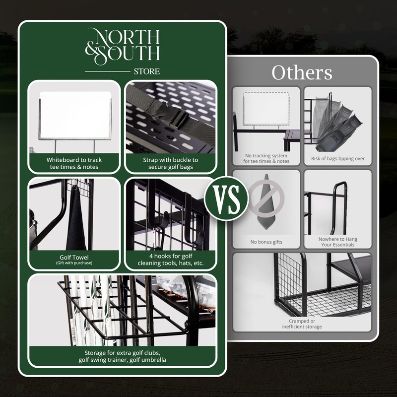 North South Store Golf Bag Storage Garage Organizer