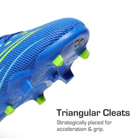 DREAM PAIRS Boys Girls Football Cleats Youth Firm Groud Outdoor Trainning Athletic Sport High Top Soccer Shoes for Little/Big Kid,Size 3 Little Kid,Navy/Neon Green,SDSO2411K