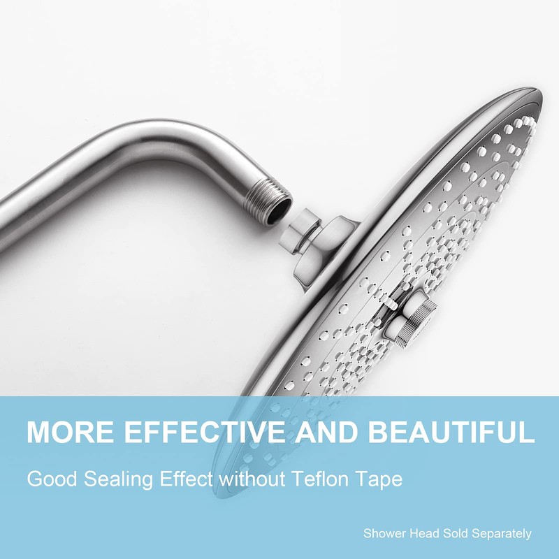 OFFO Shower Arm with Flange, 16 in Brushed Nickel Wall