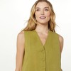 The Drop Women's ESMA Linen Vest Olive Oil, 4X, Plus