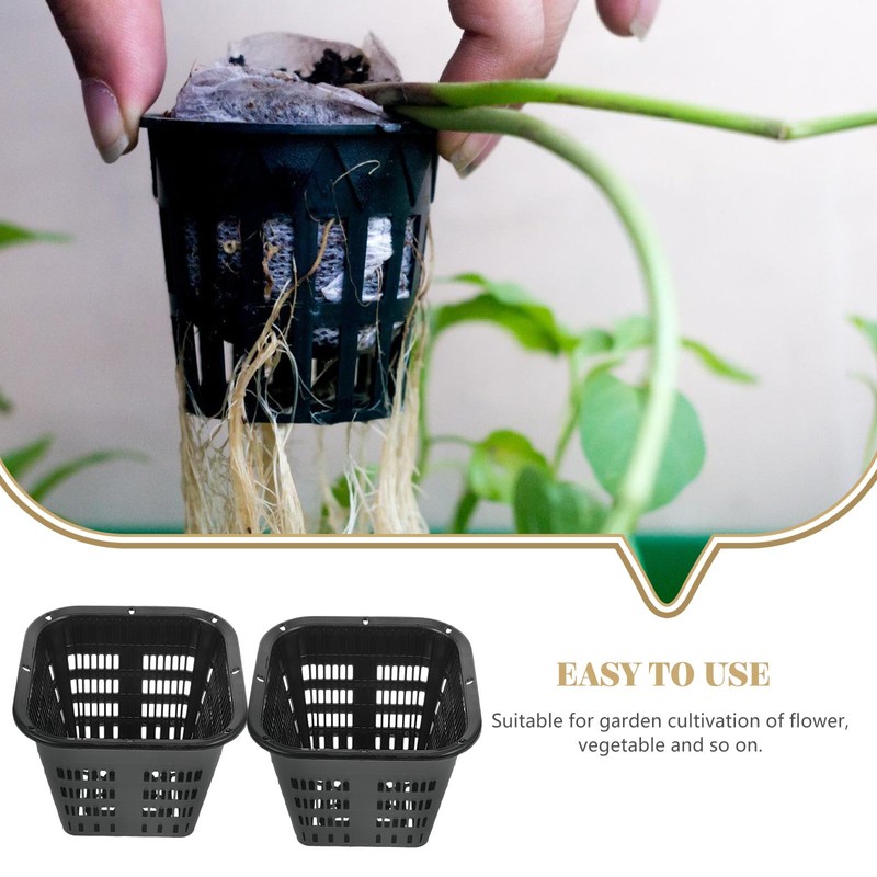 GANAZONO 8Pcs 4.33 Inch Hydroponic Net Pots Square Mesh Planting