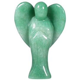 Nupuyai 3" Green Aventurine Guardian Love Heart Crystal Angel Statue, Carved Pocket Angel Figurine Spiritual Healing Stone Ornament for Home Office Decor