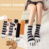 ZEACCT 6 Pairs Cat Paw Socks, Coral Fleece Cat Socks,