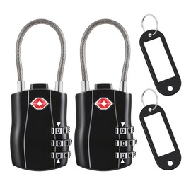 ASAB Pack of 2 Suitcase Locks Luggage Locks for Suitcases 3 Digit Combination TSA Approved Travel Locks One Push Open Function Heavy Duty Gym Locks for Luggage Travel Bag TSA Padlocks for Suitcase