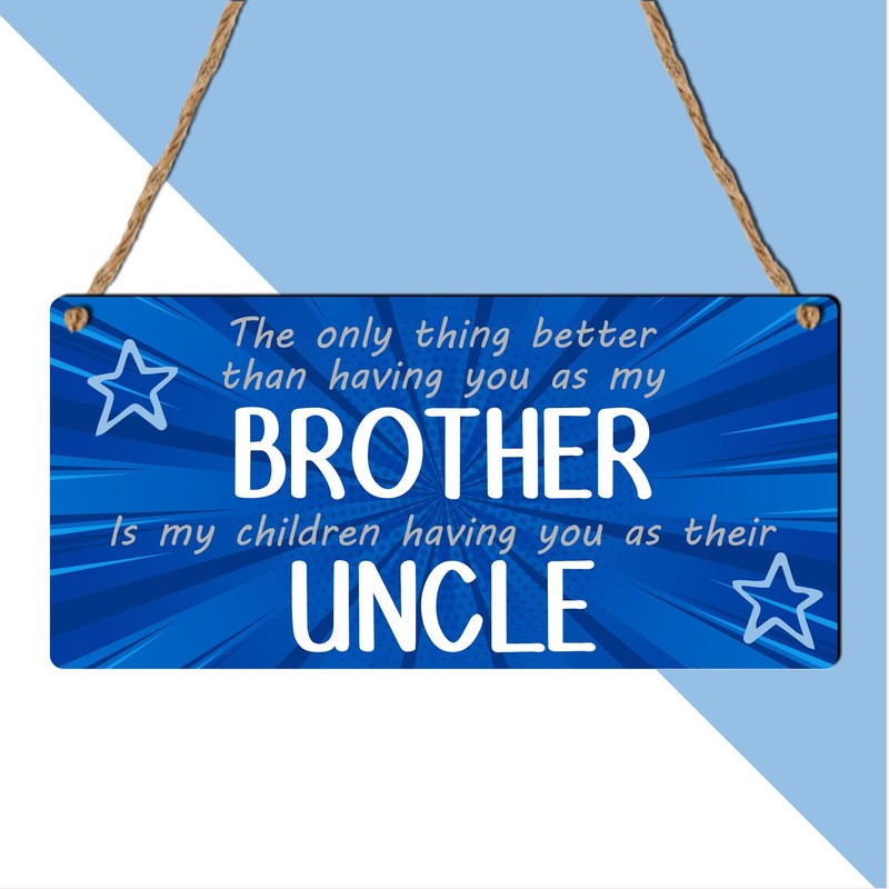 Pixie's Gifts Best Brother Uncle Birthday Gift Wooden Blue Plaque