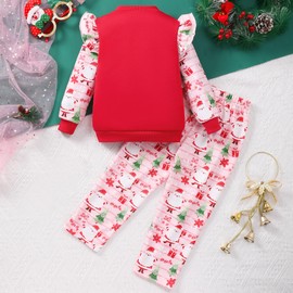 RETSUGO Toddler Girls Christmas Outfits 2 Piece Xmas Long Sleeve Snowman Sweatshirt Santa Claus Legging Sets Pant Set Kids Holiday Winter Clothes Set Size 5/6972