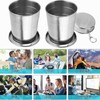 2 Pezzi Tazza Pieghevole in Acciaio Inox, Bicchiere Telescopico, Posate