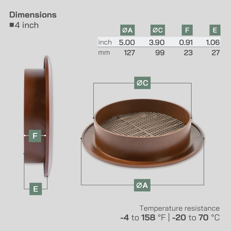 Vent Systems - Pack of 2-4'' Inch Brown Soffit Vent