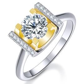 Kstyle Moissanite Solitaire Engagement Rings for Women 14K Gold 925 Sterling Silver Round Wedding Ring for Anniversary Promise Gift (1cttw, D Color, VVS1 Clarity) Size 9