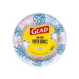 Glad Everyday Disposable Paper Bowls with Pink Hydrangea Design | Cut-Proof, Microwaveable Paper Bowls, Floral Themed Disposable Bowls for Everyday Use | 12 Ounces, 44 Count