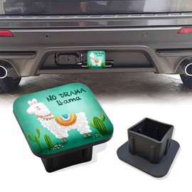 Sutmore Trailer Hitch Cover, Cute Llama with Green Cactus Hitch Cover Rubber Towing Hitch Plug Covers, Square 2 Inch Receiver Tube Plug Cap for Trucks Cars SUVs