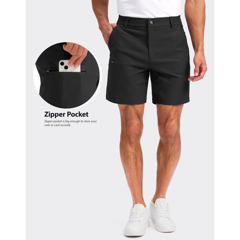 Pudolla Men's Casual Shorts 7/9 Inch Golf Shorts Stretch Dress