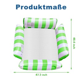 WIKIMO Air Mattress Pool with Net 124 x 120 cm, Pool Accessories, Air Mattress Water, Swimming Pool Toy 4-in-1 Inflatable Swimming Seats, Chair Inflatable (Green)