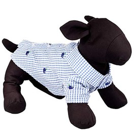 The Worthy Dog Gingham Check with Embroidered Blue Whales Pattern Designer Collared Fabulously Stylish Shirt for Dog & Cat, Casual Outfit, Fits Small Dogs, Cats, Blue and White Color