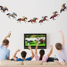 4PSC Kentucky Derby Horse Banners Horse Racing Banners Horse Party Garland Horse Racing Streamer Decorations for Birthday Party