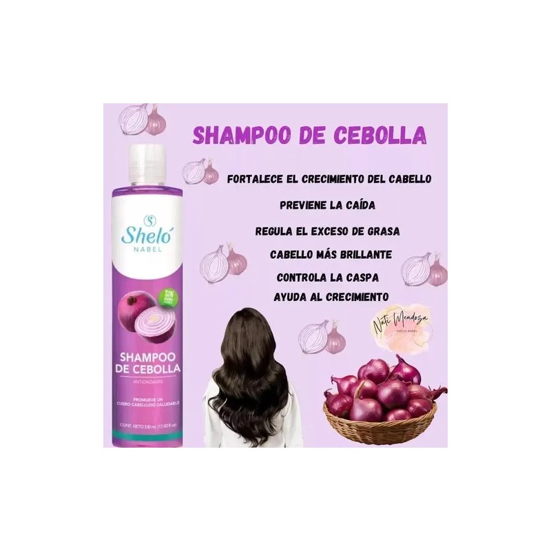 Shampoo De Cebolla Sheló Nabel 530 Ml Antioxidante Fuerza