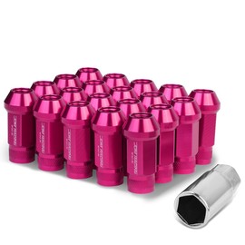 Auto Dynasty M12 x 1.5 Open End Style Aluminum Alloy Wheel Lug Nuts + 1 X Deep Drive Extension, Pink, 20-Piece