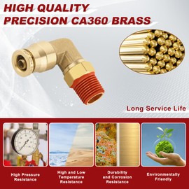 Boeray 1/4" Quick Push to Connect Fittings Brass 90 Degree Union Swivel Elbow Joint DOT Approved 1/4" Tube OD x 1/8" NPT Thread Air Brake Line Adapter Air Suspension Kit for Car Truck Trailers 5pcs
