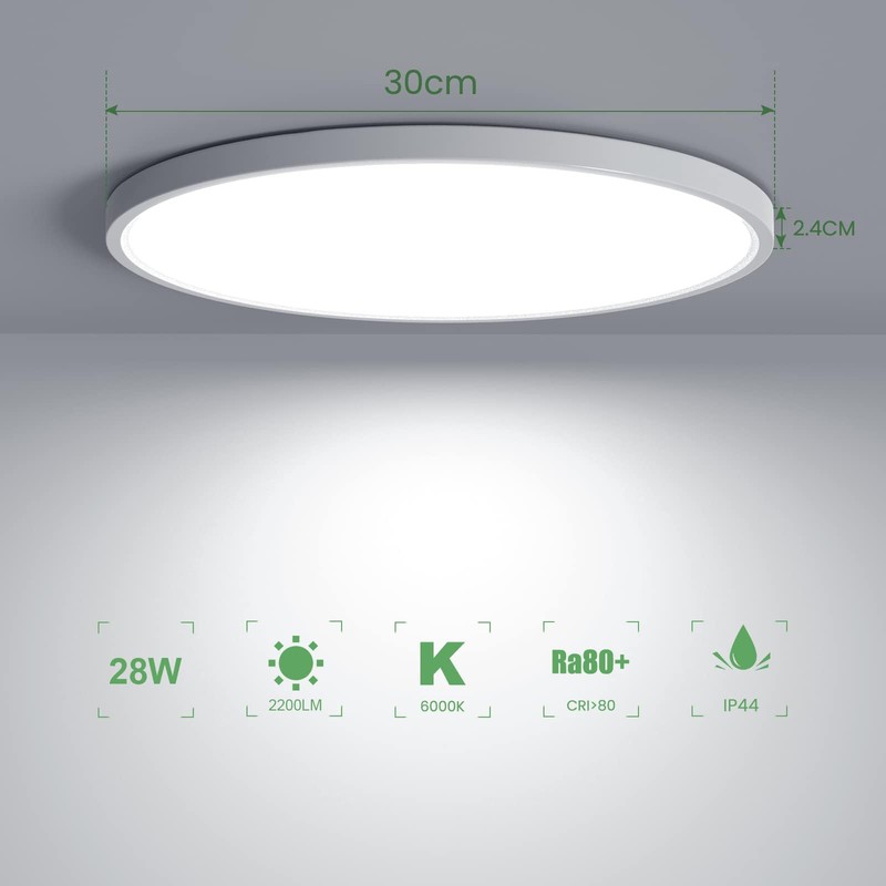 OTREN LED Ceiling Light Flat 2400 lm, 6500 K Cool