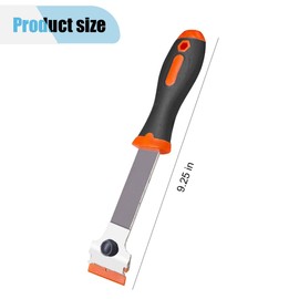 Razor Blade Scraper, Multi-Purpose Glass Scraper with 5 Plastic & 5 Metal Blades, Long Handled Cleaning Scraper Tool for Removing Sticker, Decal, Paint, Caulk from Car Window, Stovetop (Orange, 1PCS)