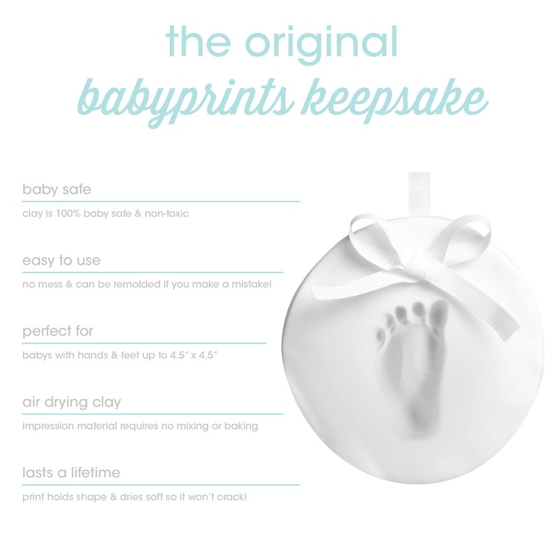 Pearhead Babyprints Baby Handprint or Footprint No Bake Keepsake Ornament,