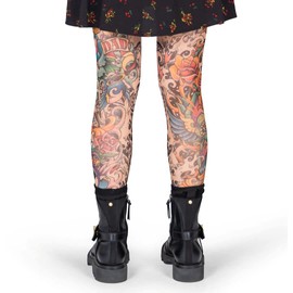 Wild Rose Ladies BLACK SALVATION Tattoo Leggings, Tan, XX-Large