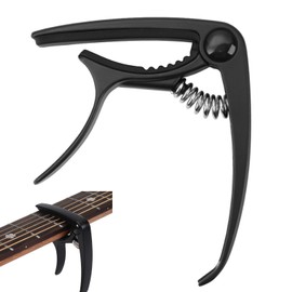 Guitar Capo for Acoustic Guitars Electric Guitars, Quick Change Capo Compatible with Classical Guitar Ukulele Easy to Use 2 In 1 Clamp for 6-String Instruments (Black)