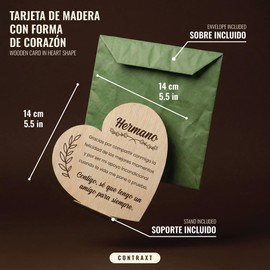 CONTRAXT Tarjeta regalo para Hermano Madera. Regalo original Hermano tarjetas postal cumpleaños hermano agradecimiento madera