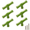 ESreake 6Pcs Bamboo Shape Solid Zinc Alloy Cabinet Knobs Handle
