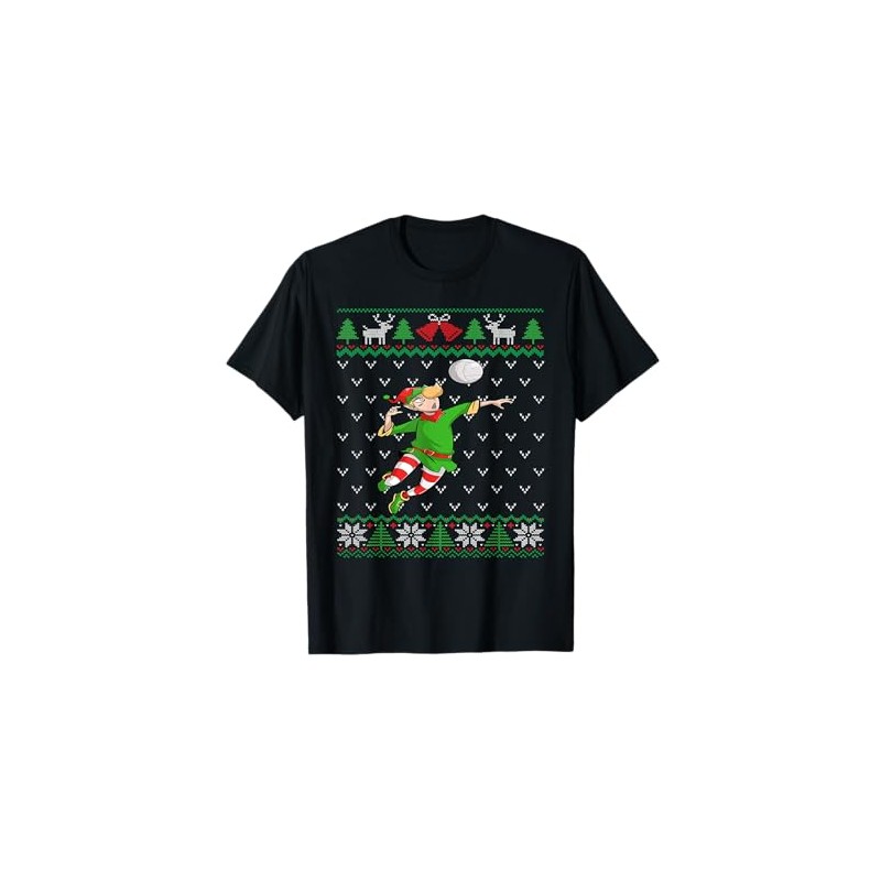 Volleyball Elf | Volleyball Team Ugly Christmas Maglietta