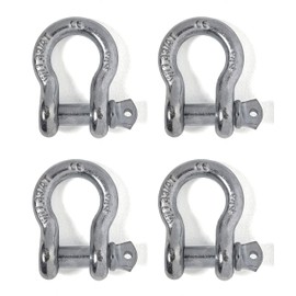 (4 PK, Galv) Bow Shackles 3/4" D ring Shackle Rugged Unbreakable 28.5 Ton (57,000 Lbs) Maximum Break Strength with 7/8'' Pin Bow Screw Heavy Duty D Ring for Jeep Vehicle Recovery. Made by Alfa Wheels