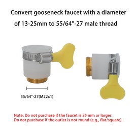 3 Pcs Universal Faucet Adapter, Kitchen Sink Hose Adapter Faucet Connector for Gooseneck Faucets with 13-25mm Outer Diameter, Compatible with Dishwasher, Water Filter(22mm Male Thread)