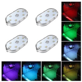 Car Interior Wireless Led Lights, 7 Colors Car Ambient Lighting with 6 Bright Led Lamp Beads, USB Rechargeable Car Interior Portable Magnetic Car Reading Light Night Light