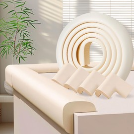 ZOMPAGO Baby Proofing Edge Corner Protector,1Roll L-Shape Soft Cabinet Door Bumper Corner Strip,4 Furniture Safety Bumper Corner Guards,Wall Protector,Self Adhesive,for Nursery,Kitchen,Fireplace,Table