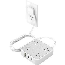 Regleta 7 en 1 con USB-C y USB-A – 4 tomas AC, cable 1.5 m – Raganet