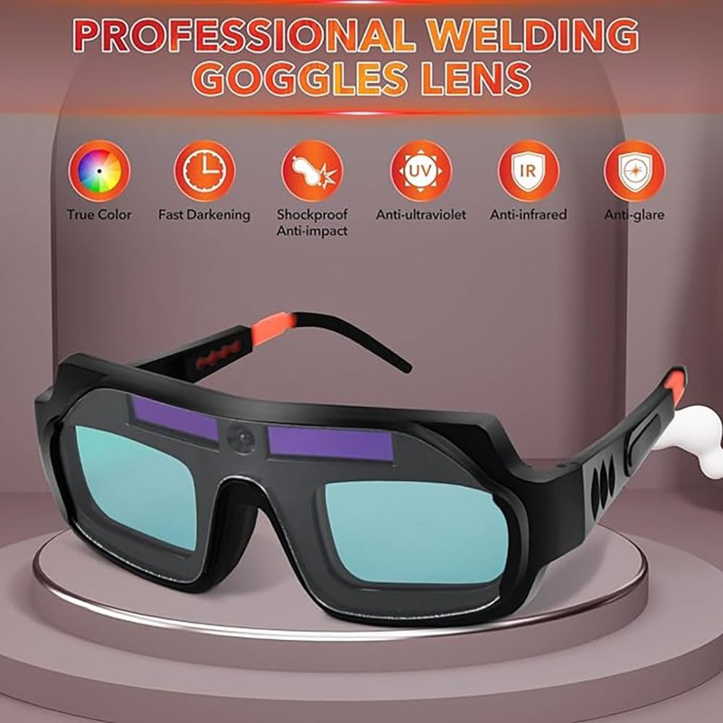 True Color Solar Auto Darkening Welding Goggles, Safety Protective Welding