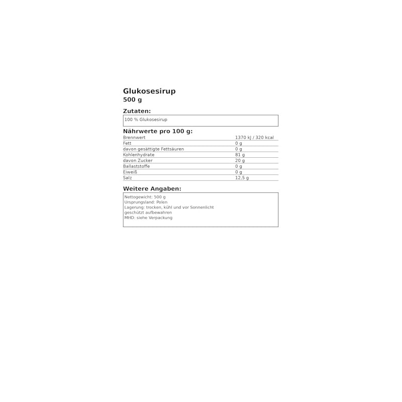 SCHRONISKO BUKOWINA Glucose Syrup 500g Liquid 1 Piece
