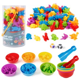 Victse Montessori Games 2 3 4 5 Years, Counting and Sorting Toys, Fine Motor Skills Game, Educational Toy for Children, Colour Classification (Dinosaur)