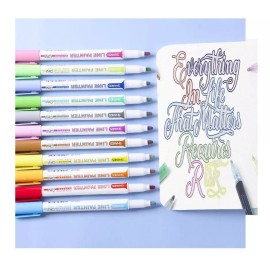 Veraly Marcadores Plumones Contorno Mágico 12 Colores Brillantes