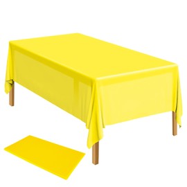 ELECLAND Yellow Plastic Table Cover 137 x 274 cm Yellow Plastic Tablecloth Rectangle Yellow Table Cover for Indoor or Outdoor Wedding, Birthday Party Decorations