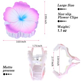 6 Pack Flower Hair Claw Clips for Women - Non-Slip Flower Hair Clip Thick/Thin Hair Floral Clips Summer Wedding Party Accessories (D: Green, rose red, purple, yellow, pink, blue)