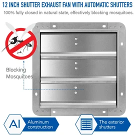 Simple Deluxe 12 Inch Exhaust Fan, Window Fans,Quiet Operation and Durable Construction, Ideal for Home, Office, Garage