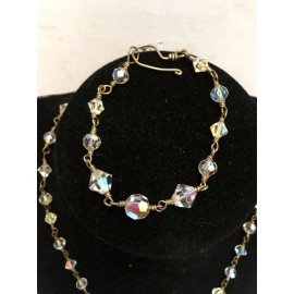 hand crafted? Jewelry Necklace & Bracelet Aurora Borealis Crystal Bead 2 Piece Set