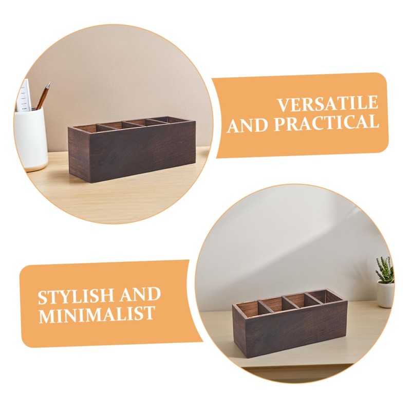 DOITOOL Multi-Function Wooden Desktop Storage Box Sections Makeup Organizer Vanity