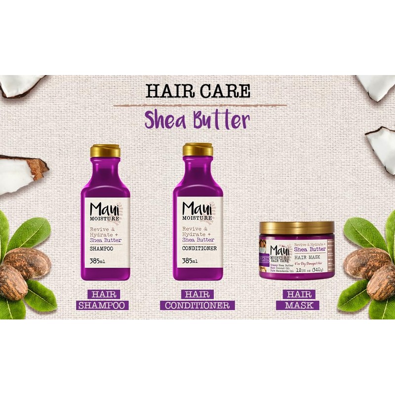 Maui Moisture Shea Butter Hair Mask 12 Ounce Jar (Heal/Hydrate)